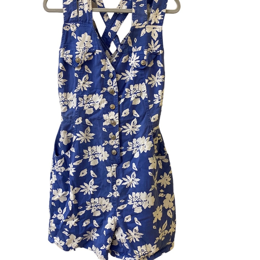 G. Pelli Vintage Denim Jumpsuit with a cross strap back and pockets